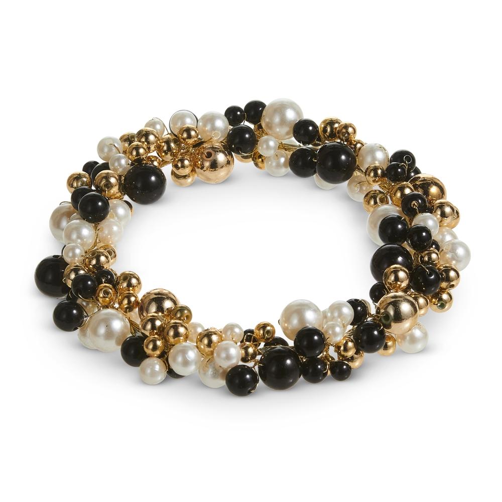RAZ Imports 4" Black Gold and Pearl Candle Ring