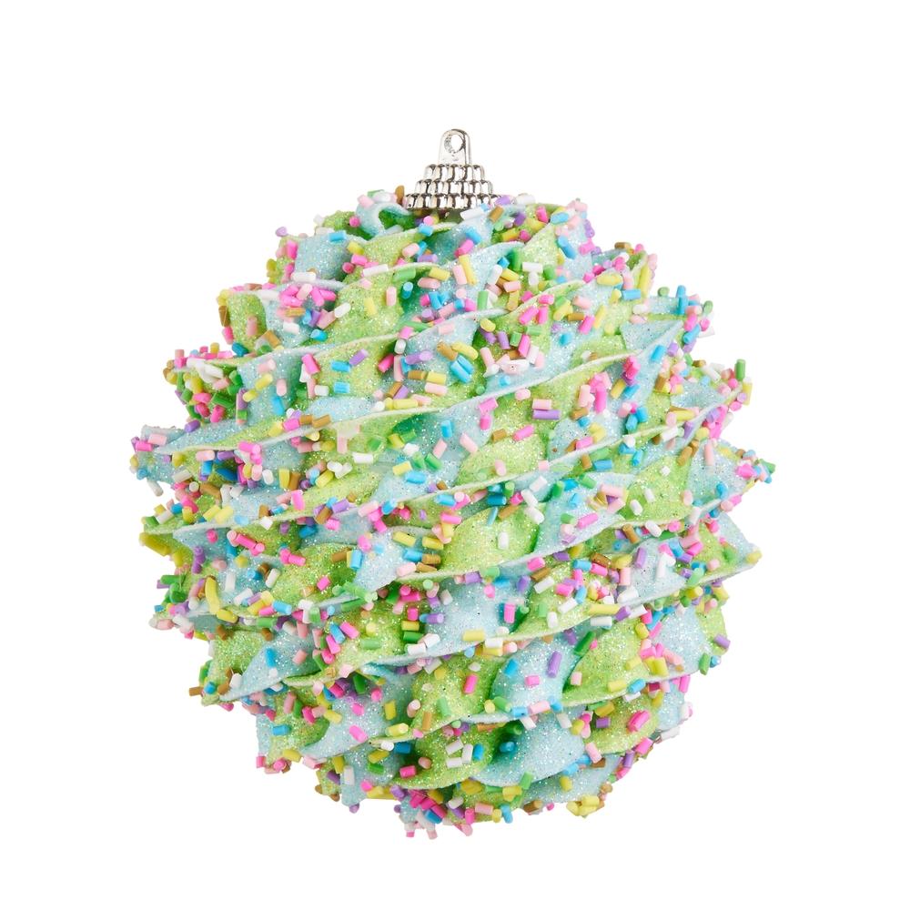 RAZ Imports 4" Blue Sprinkle Ball Ornament