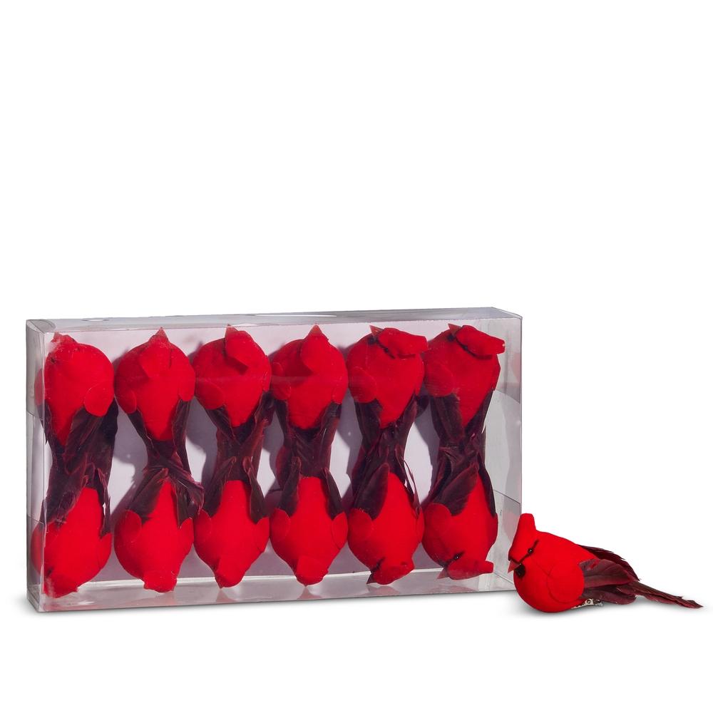 RAZ Imports 4" Box of Clip-On Cardinal Ornaments