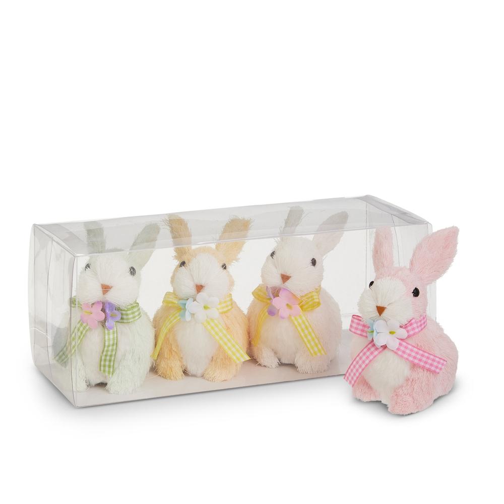 RAZ Imports 4" Box of Gingham Sisal Bunnies
