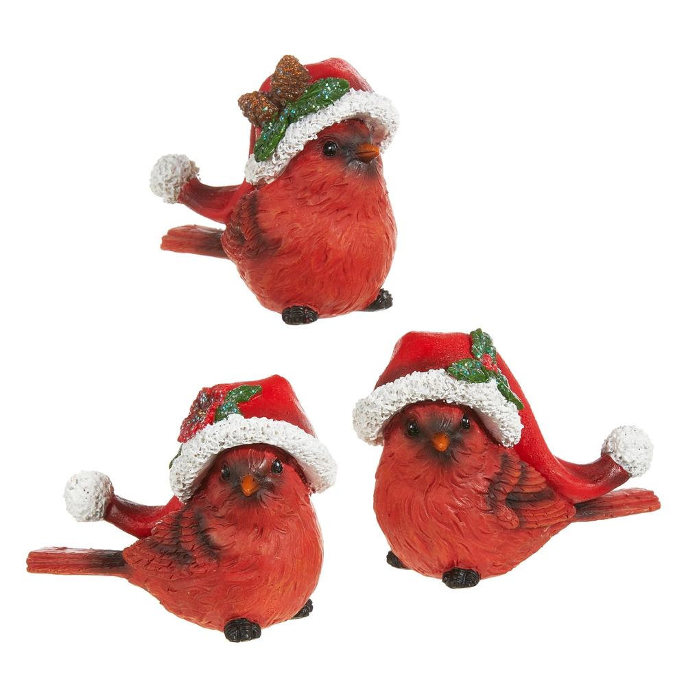 RAZ Imports 4" Cardinal with Santa Hat