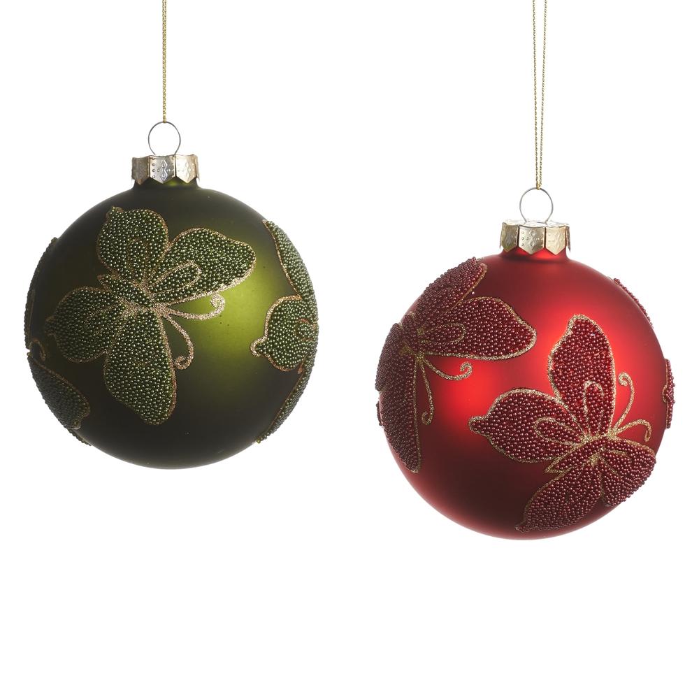 RAZ Imports 4" Glittered Butterfly Ball Ornament