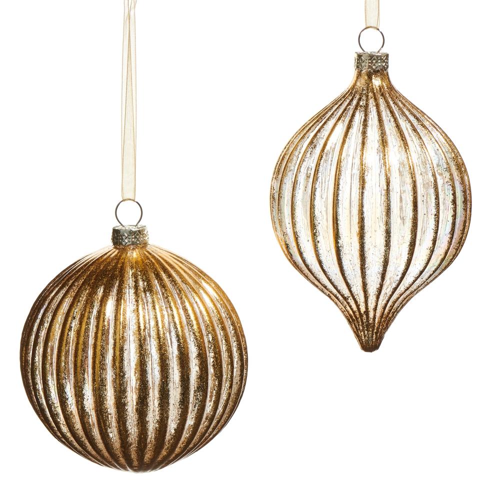 RAZ Imports 4" Gold Ribbed Ornament