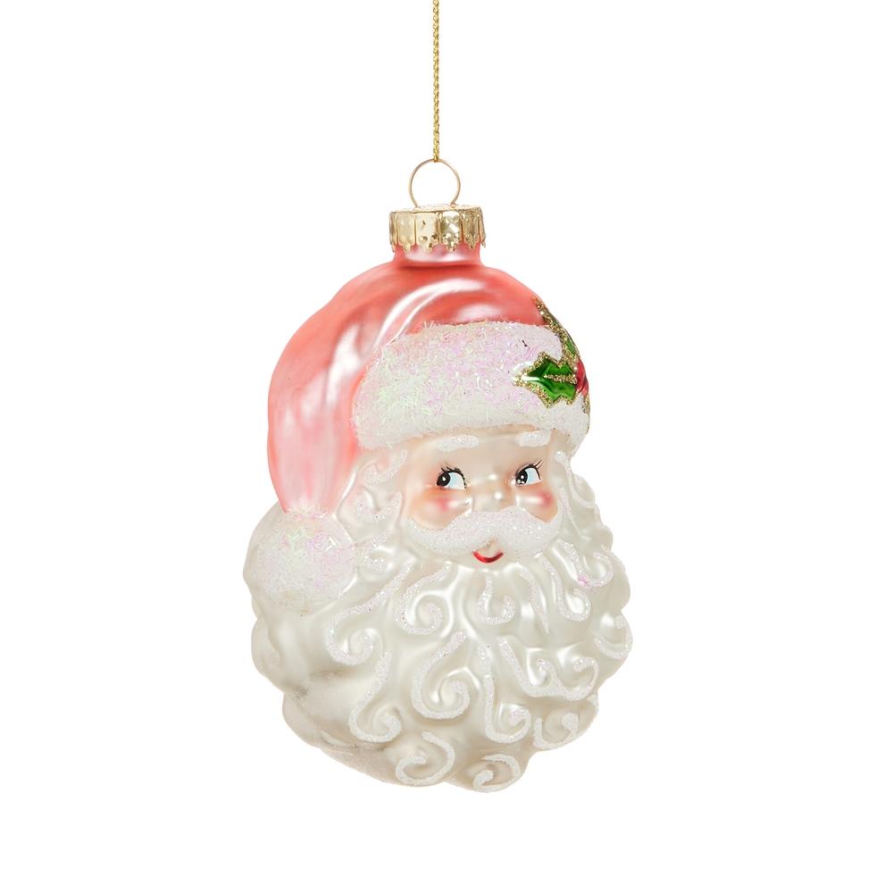RAZ Imports 4" Pink Santa Head Ornament