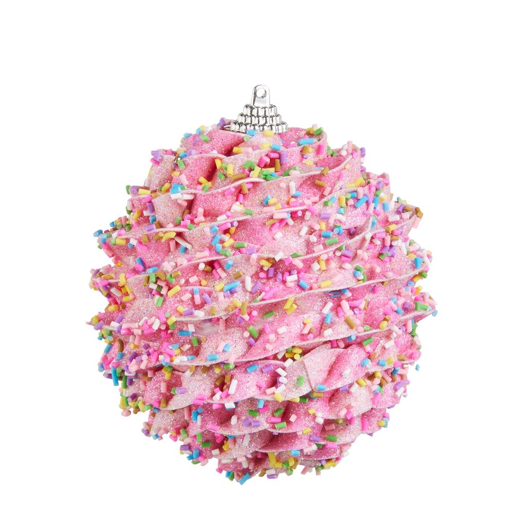 RAZ Imports 4" Pink Sprinkle Ball Ornament