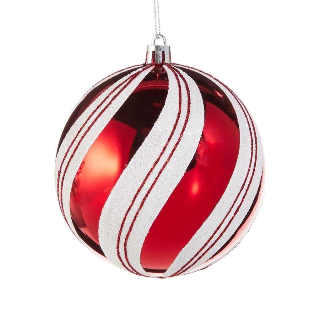 RAZ Imports 4" Red Candy Cane Stripe Ball Ornament