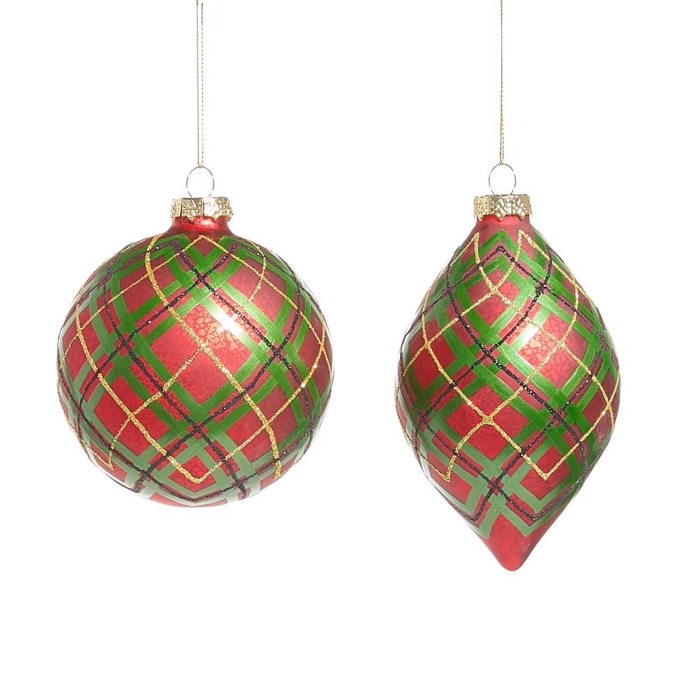 RAZ Imports 4" Red Green Plaid Ornament