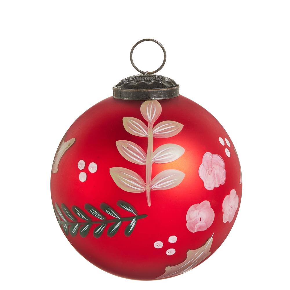 RAZ Imports 4" Red Greenery Ball Ornament