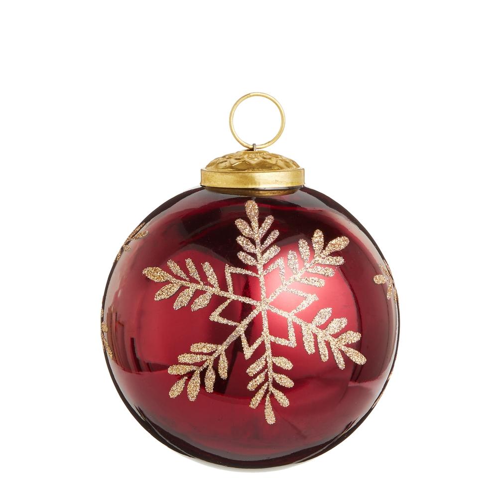 RAZ Imports 4" Red Snowflake Ball Ornament