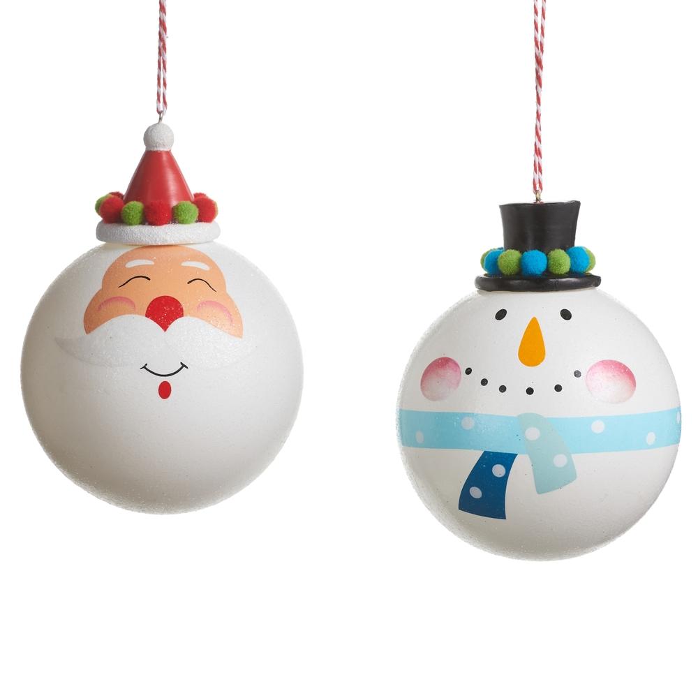 RAZ Imports 4" Santa and Snowman Ball Ornament