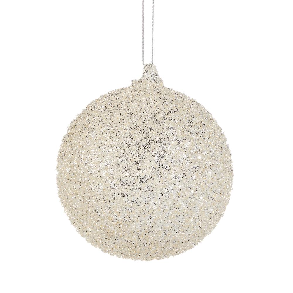 RAZ Imports 4" Silver Glitter Ball Ornament