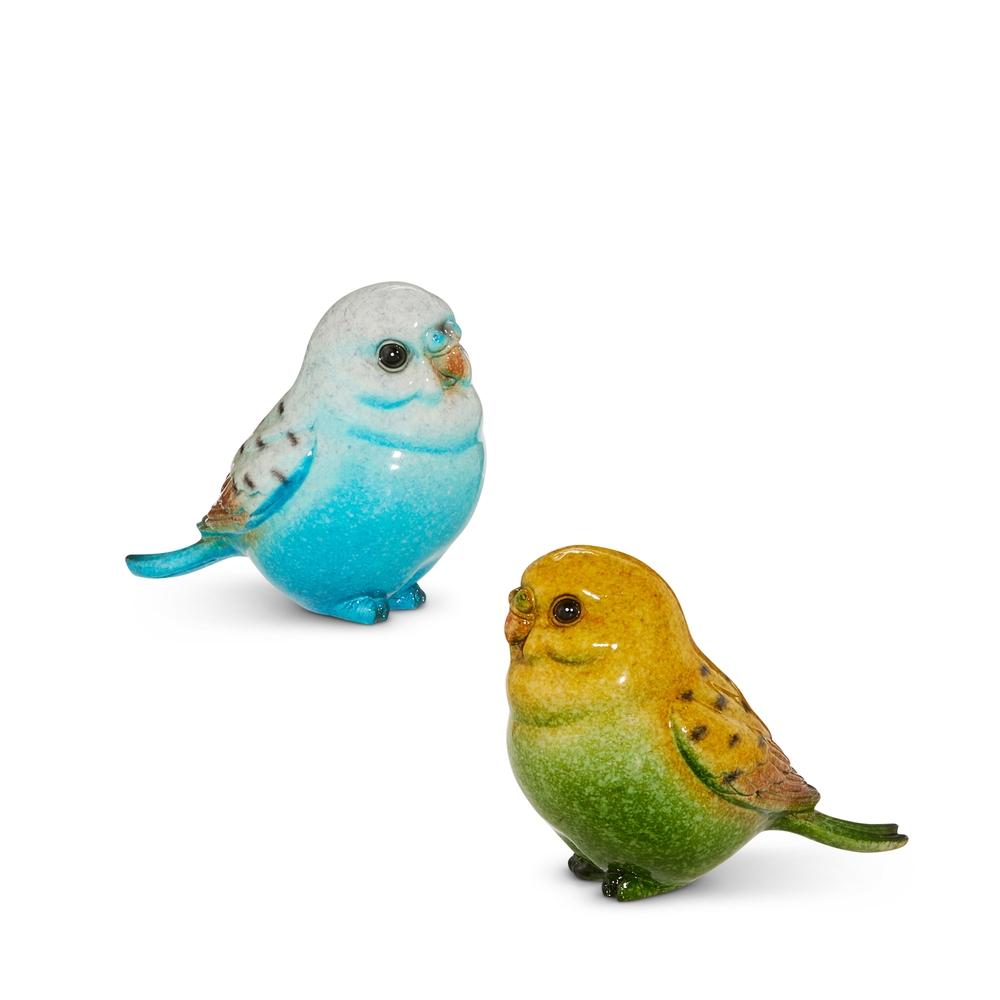 RAZ Imports 4" Sitting Blue Green Parakeets
