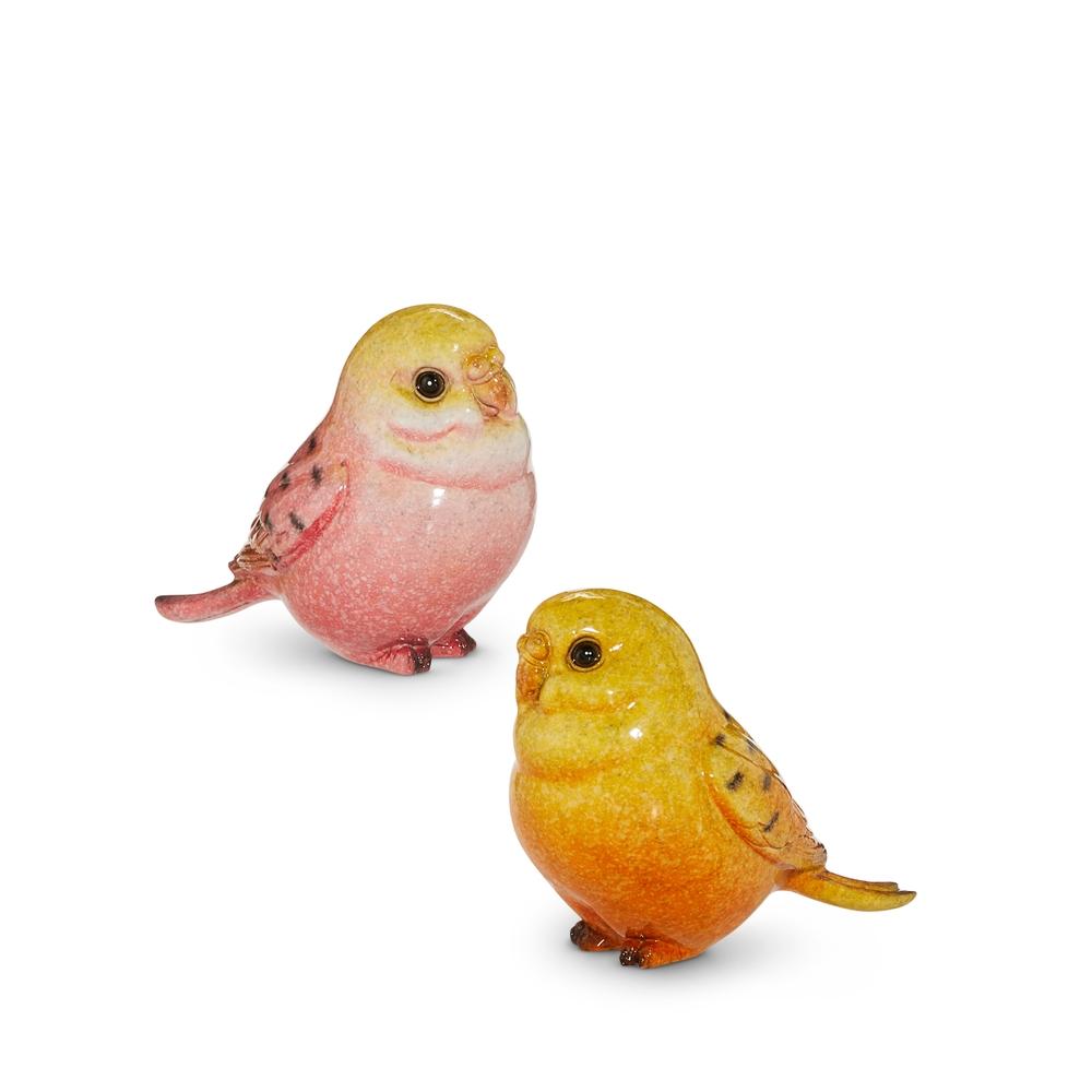 RAZ Imports 4" Sitting Pink Yellow Parakeets