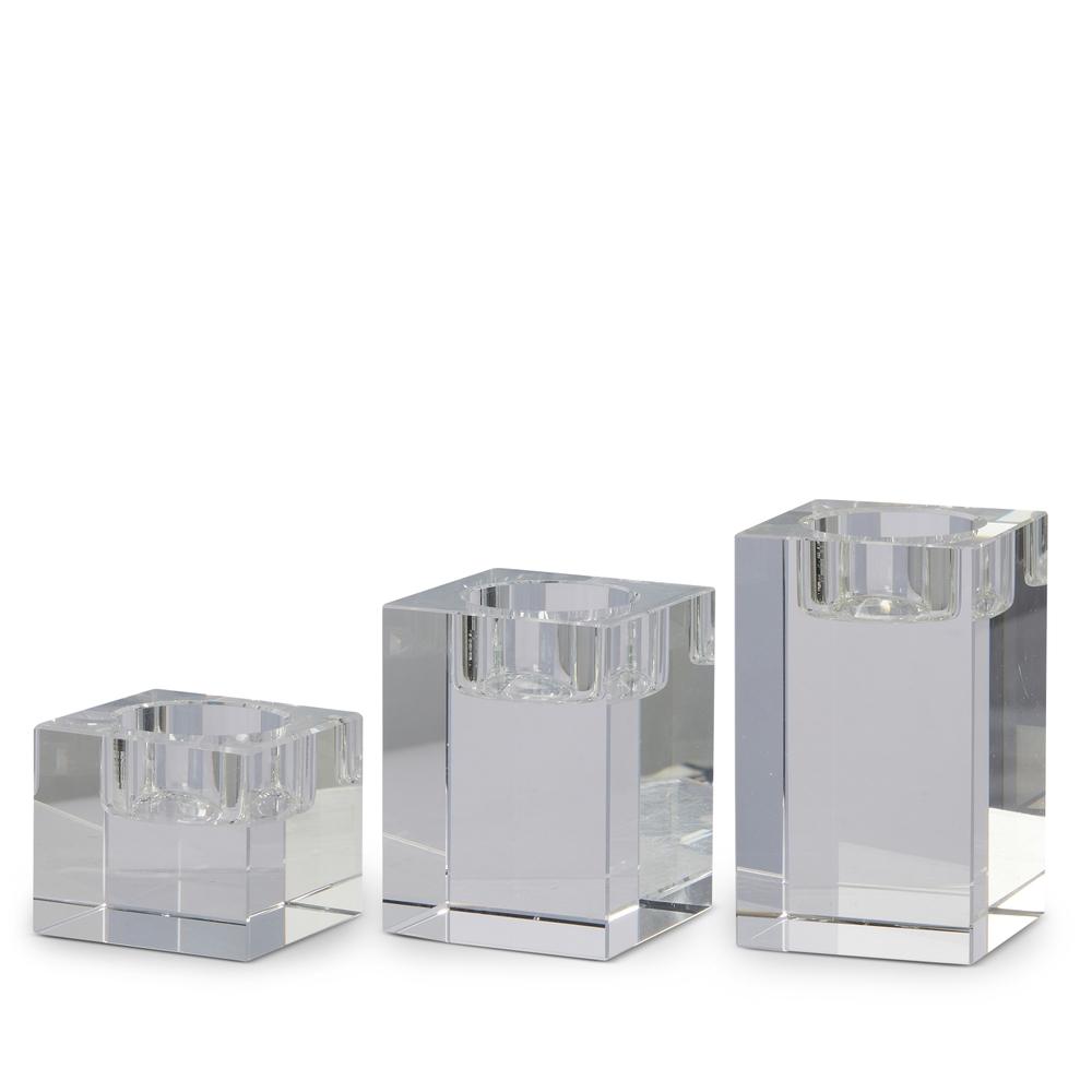 RAZ Imports 4" Square Crystal Candle Holders