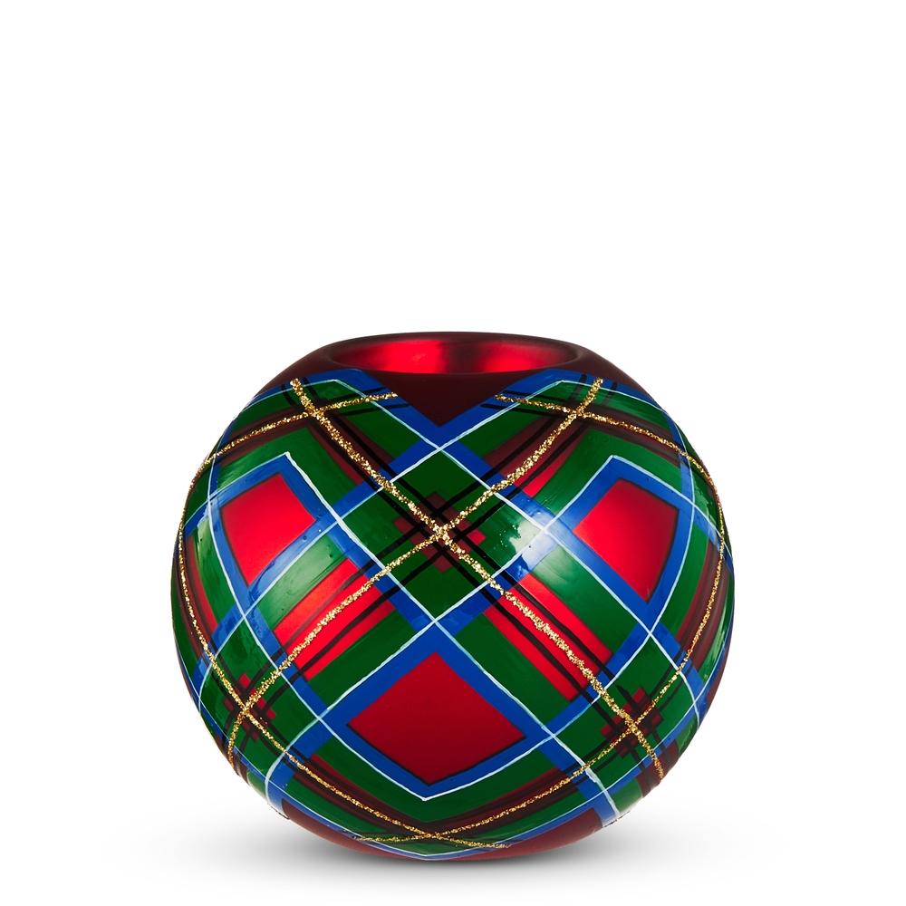 RAZ Imports 4" Tartan Plaid Ball Tealight Holder