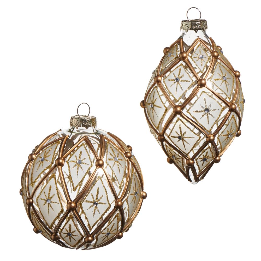 RAZ Imports 4" White and Gold Deco Ornament