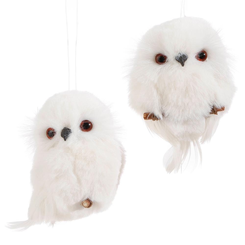 RAZ Imports 4" White Owl Ornament