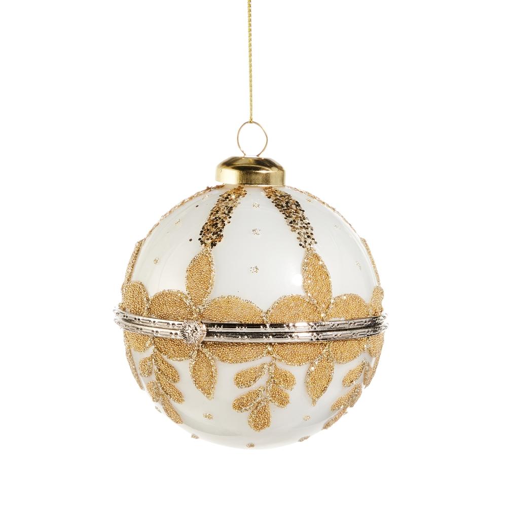 RAZ Imports 4" White Round Jewelry Box Ornament