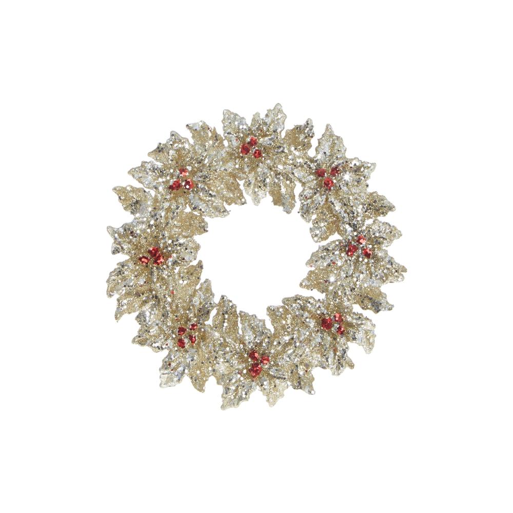 RAZ Imports 5.25" Glittered Holly Wreath Ornament