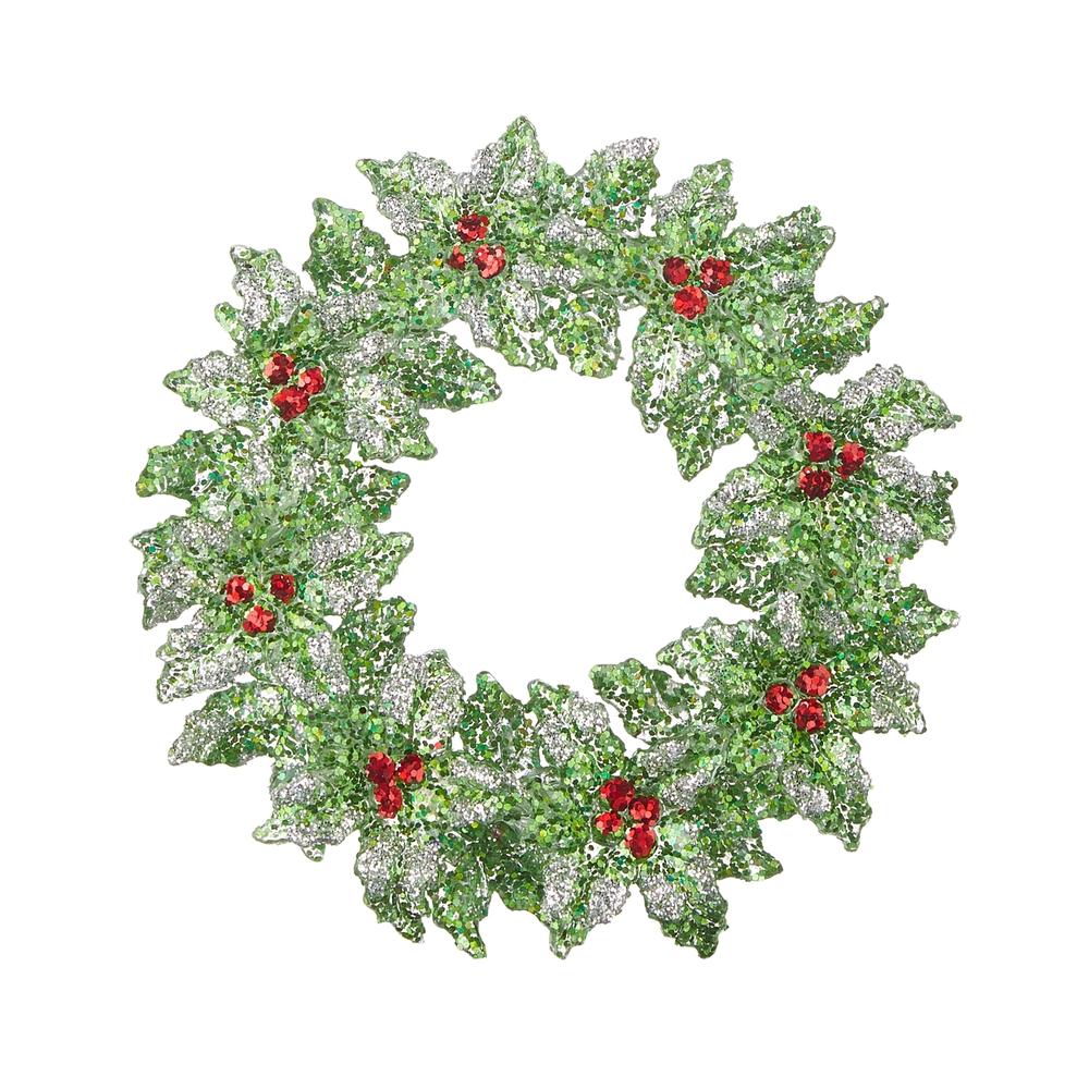 RAZ Imports 5.25" Glittered Holly Wreath Ornament