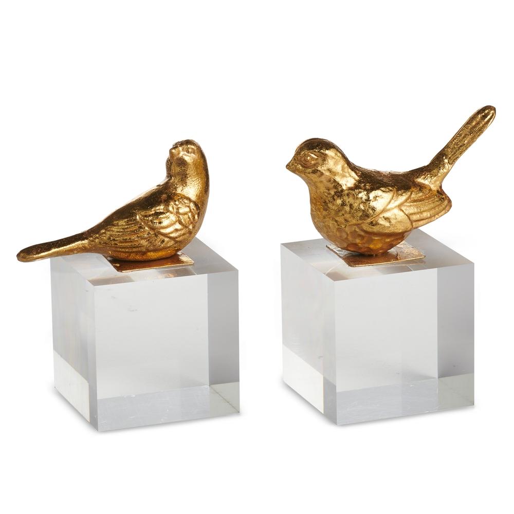 RAZ Imports 5.25" Gold Bird on Acrylic Block