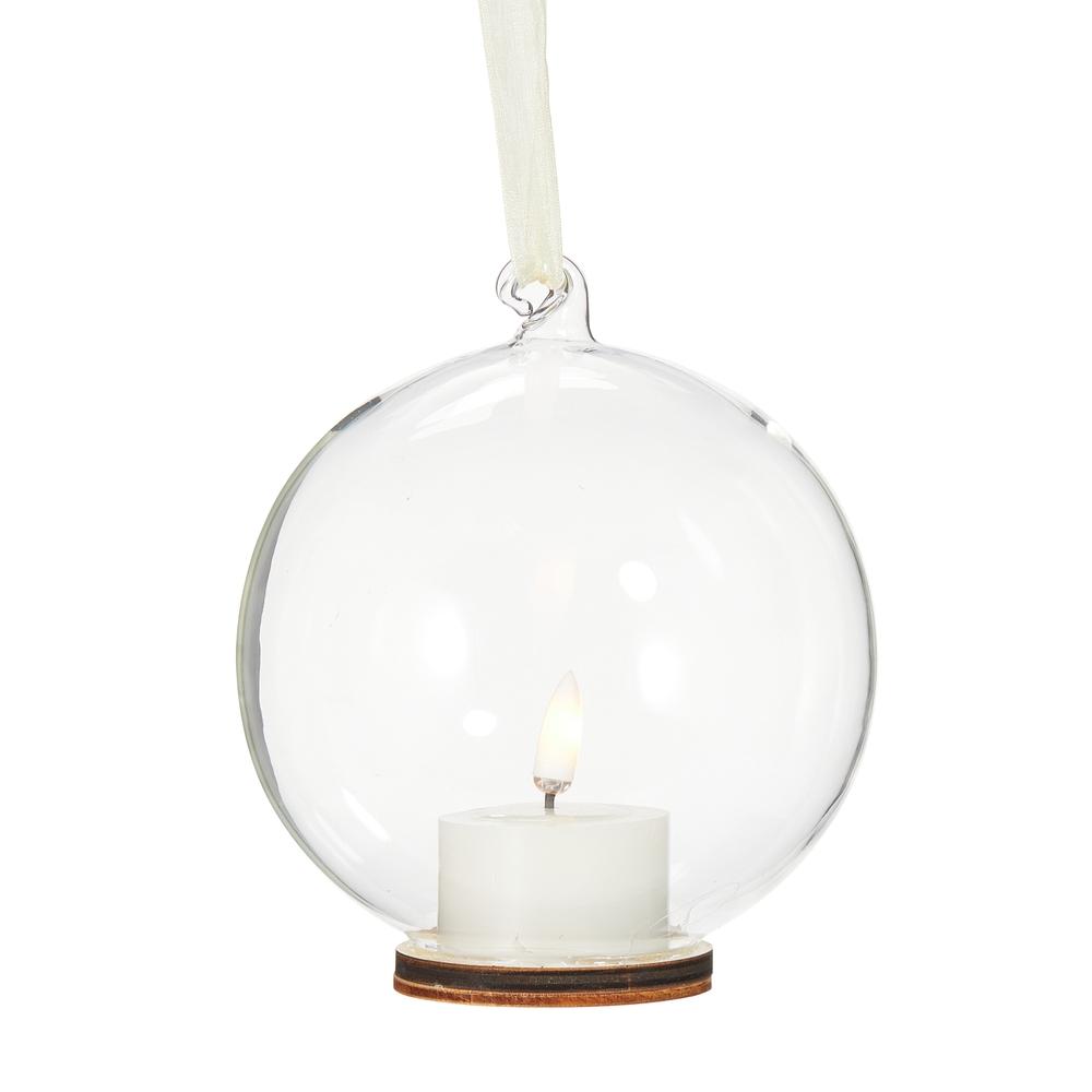 RAZ Imports 5.5" Clear Ornament with Ivory Tealight