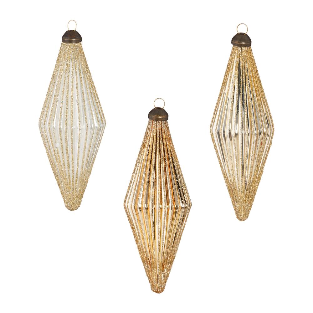 RAZ Imports 5.5" Glittered Diamond Ribbed Ornament