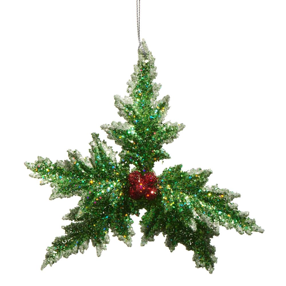RAZ Imports 5.5" Glittered Holly Ornament
