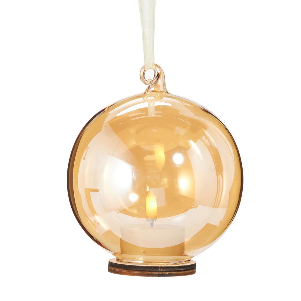 RAZ Imports 5.5" Gold Ornament with Ivory Tealight