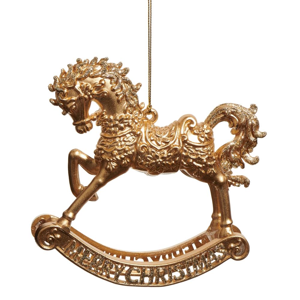 RAZ Imports 5.5" Gold Rocking Horse Ornament