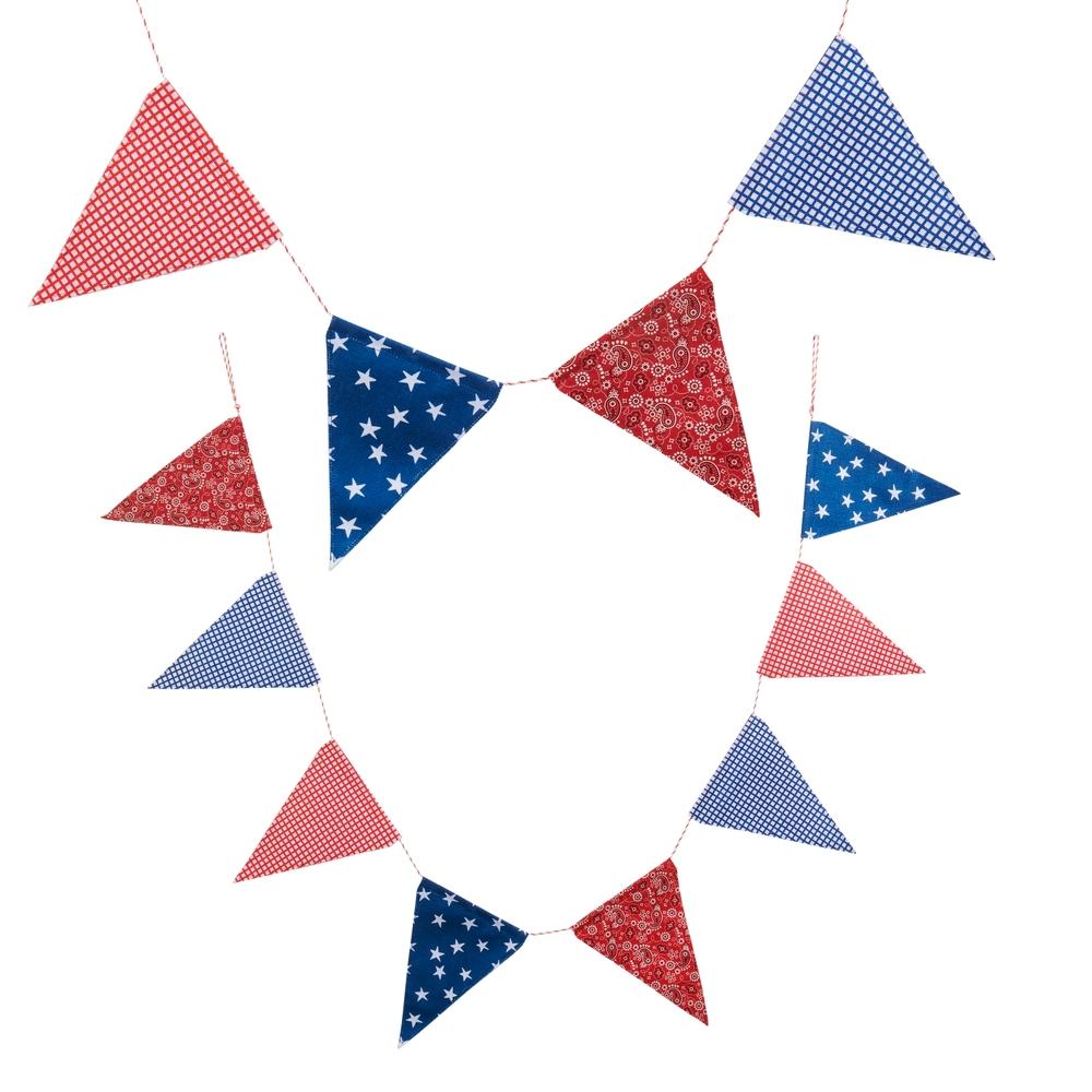 RAZ Imports 5.5' Red White and Blue Pennant Garland