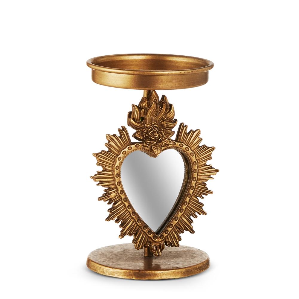 RAZ Imports 5.75" Mirrored Heart Candle Holder