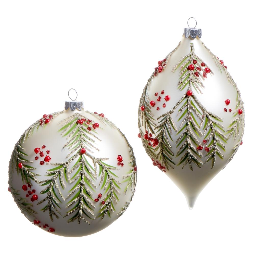 RAZ Imports 5" Berry and Pine Pattern Ornament