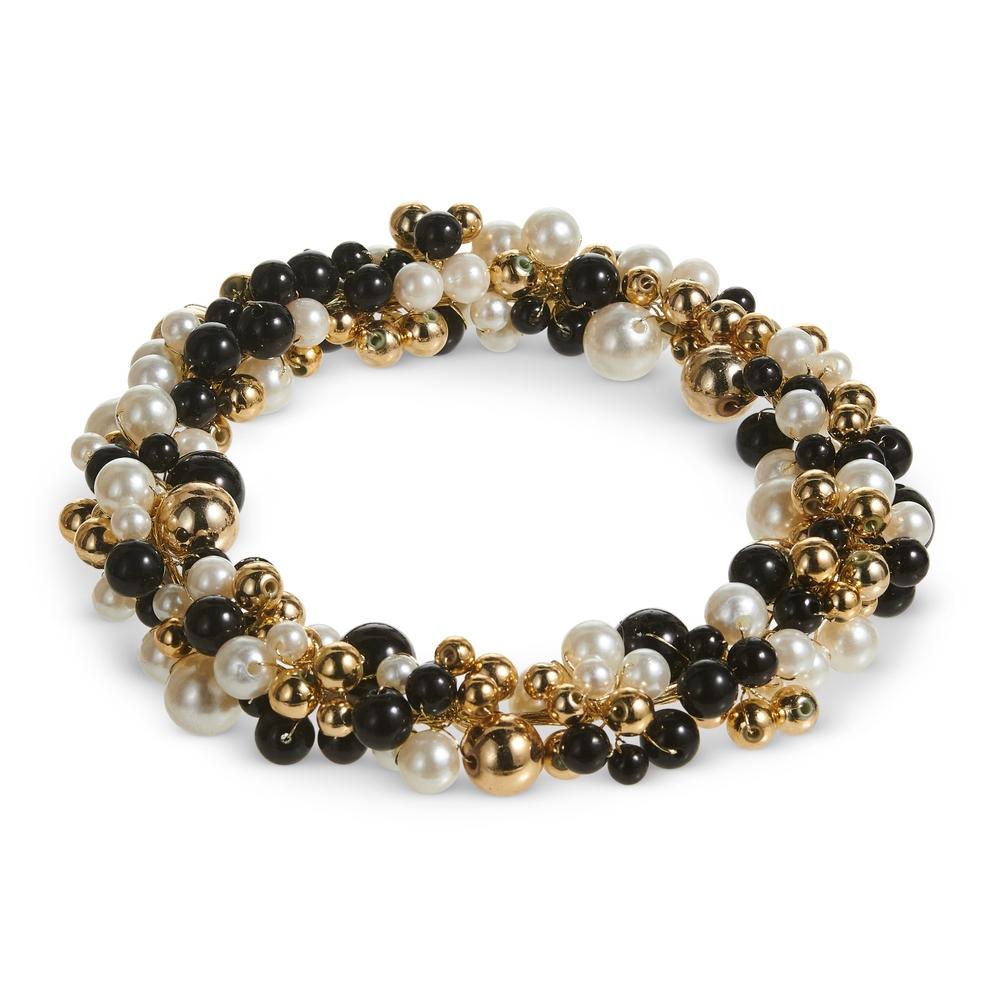 RAZ Imports 5" Black Gold and Pearl Candle Ring