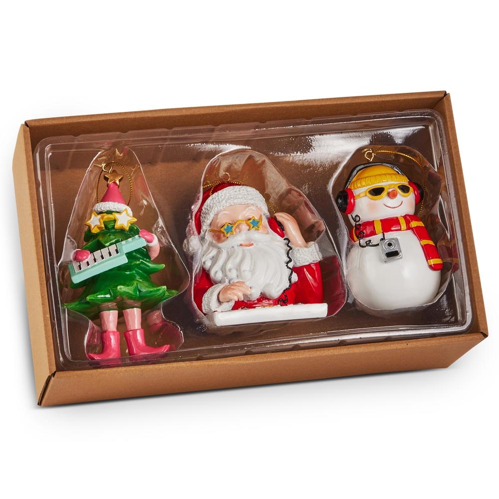 RAZ Imports 5" Box of Party Santa Ornaments