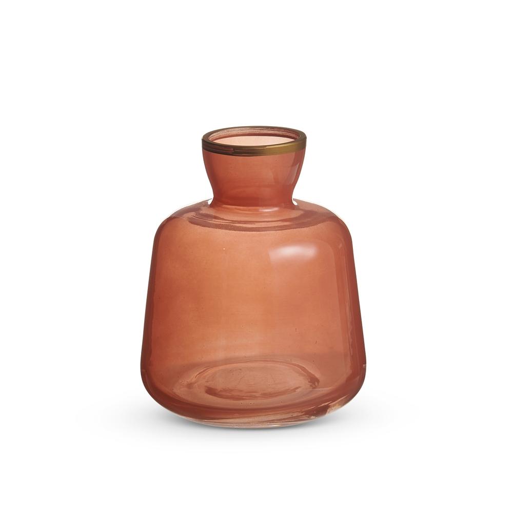 RAZ Imports 5" Coral Bud Vase with Gold Rim