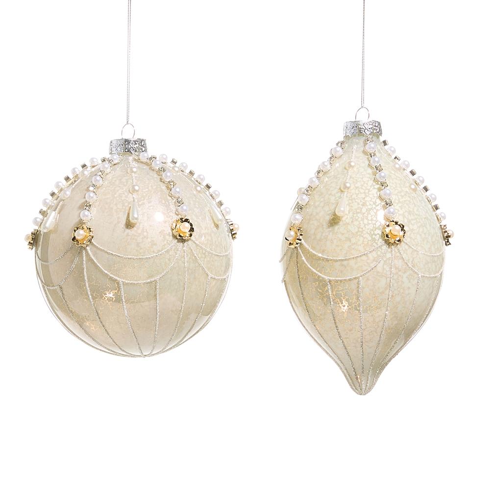 RAZ Imports 5" Cream and Pearl Fairground Ornament