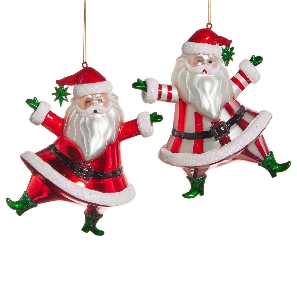 RAZ Imports 5" Dancing Santa Glass Ornament