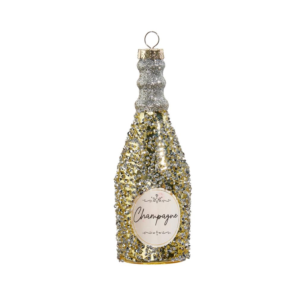 RAZ Imports 5" Glittered Champagne Bottle Ornament