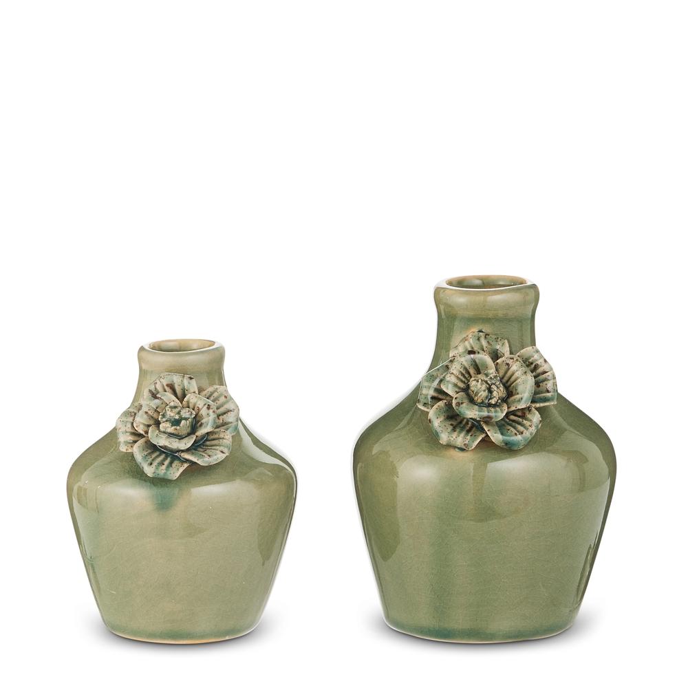 RAZ Imports 5" Green Floral Bud Vase