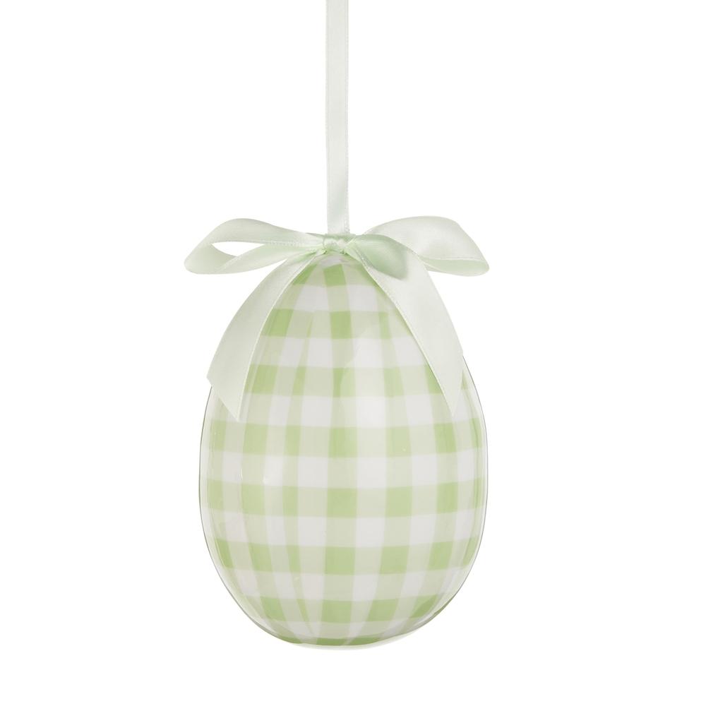 RAZ Imports 5" Green Plaid Easter Egg Ornament