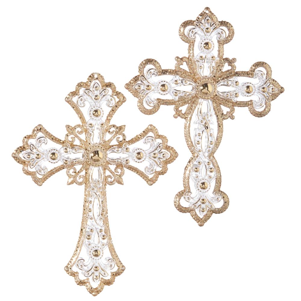 RAZ Imports 5" Jeweled Cross Ornament