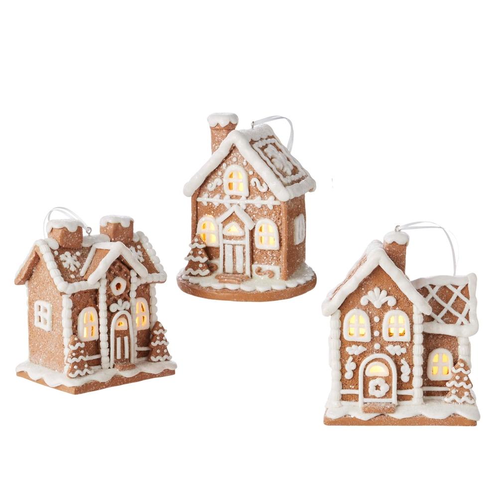 RAZ Imports 5" Lighted Gingerbread House Ornament