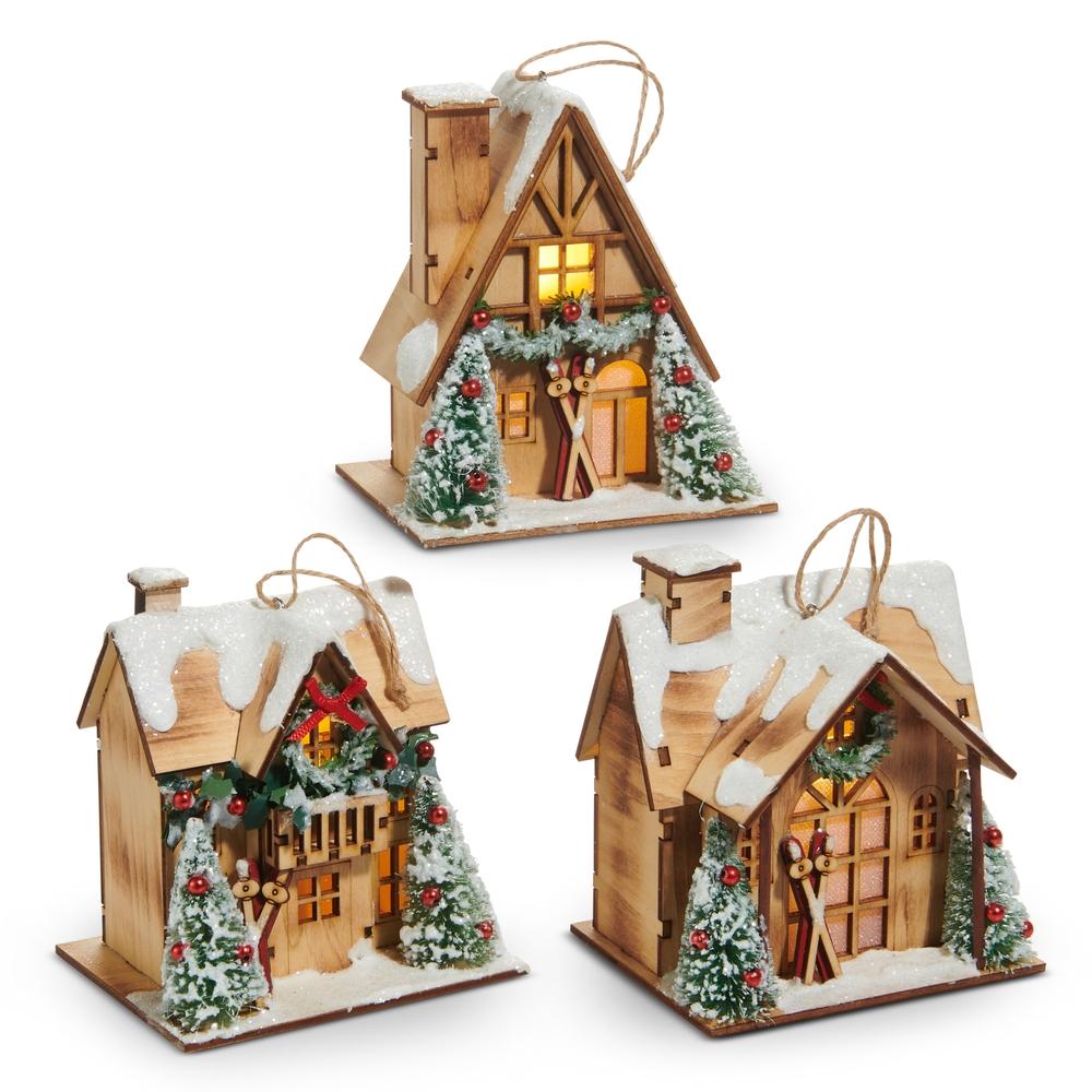 RAZ Imports 5" Lighted Lodge House Ornament