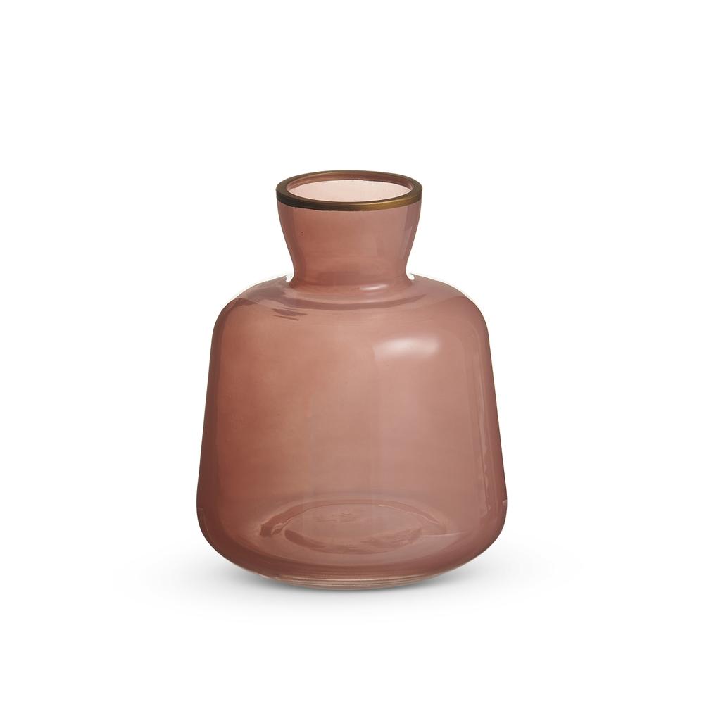 RAZ Imports 5" Pink Bud Vase with Gold Rim