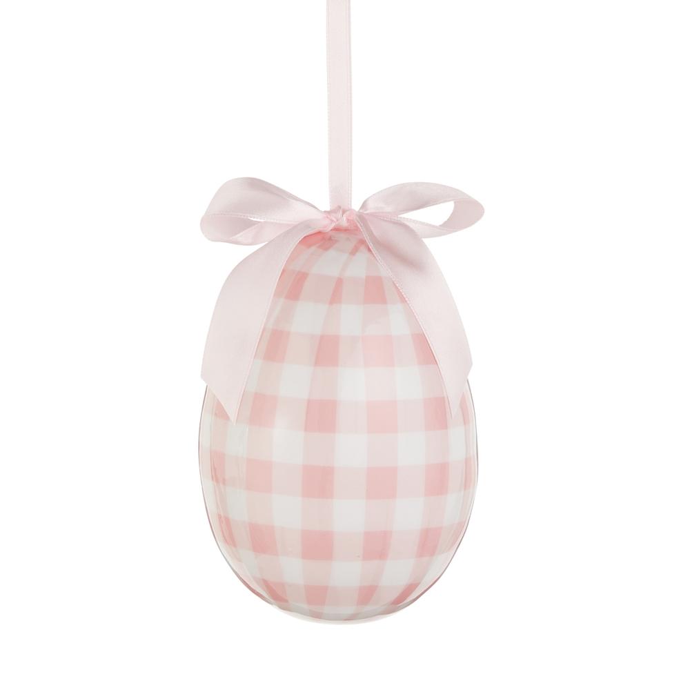 RAZ Imports 5" Pink Plaid Easter Egg Ornament