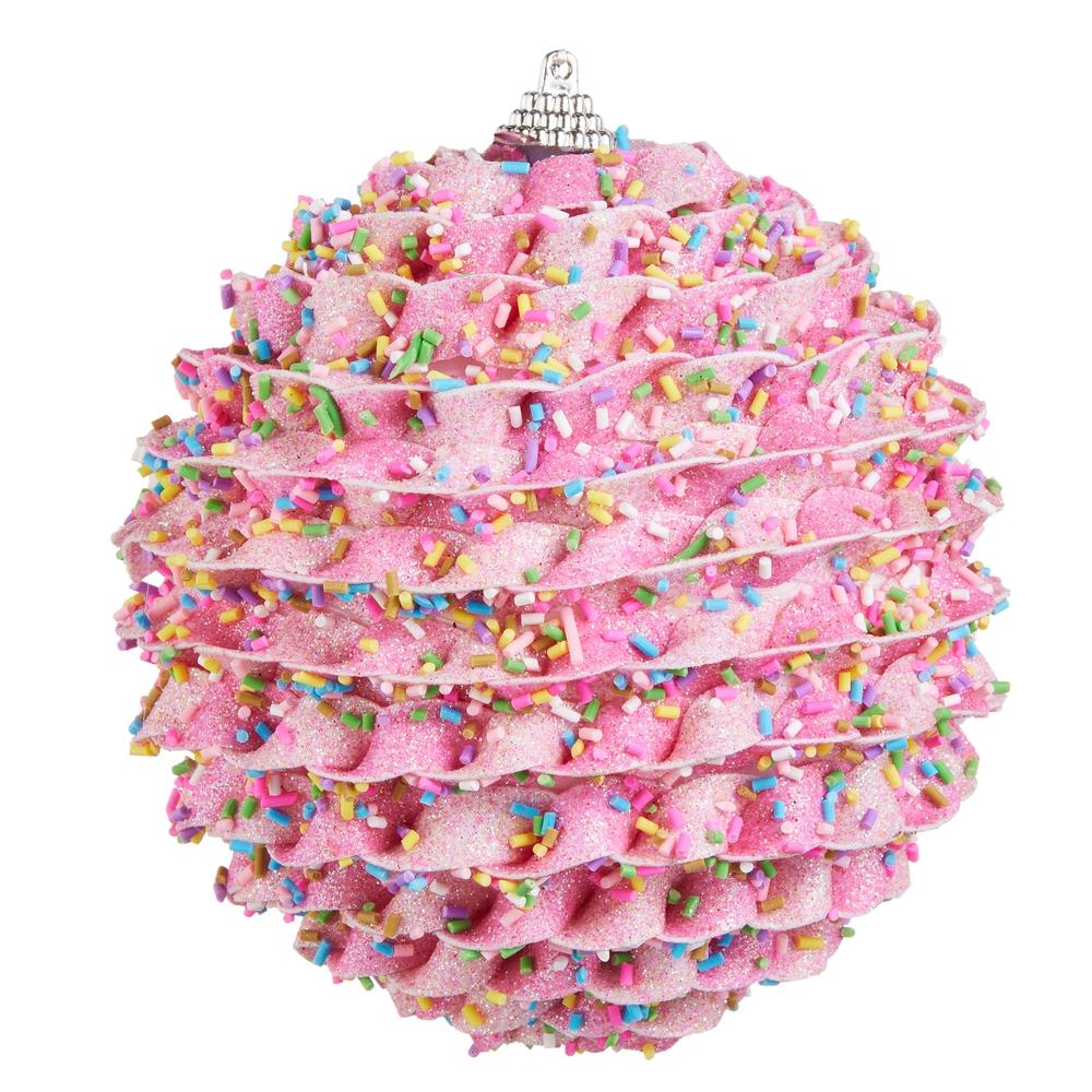 RAZ Imports 5" Pink Sprinkle Ball Ornament
