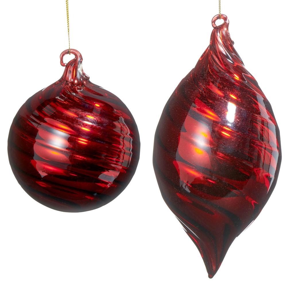RAZ Imports 5" Red Swirl Blown Glass Ornament