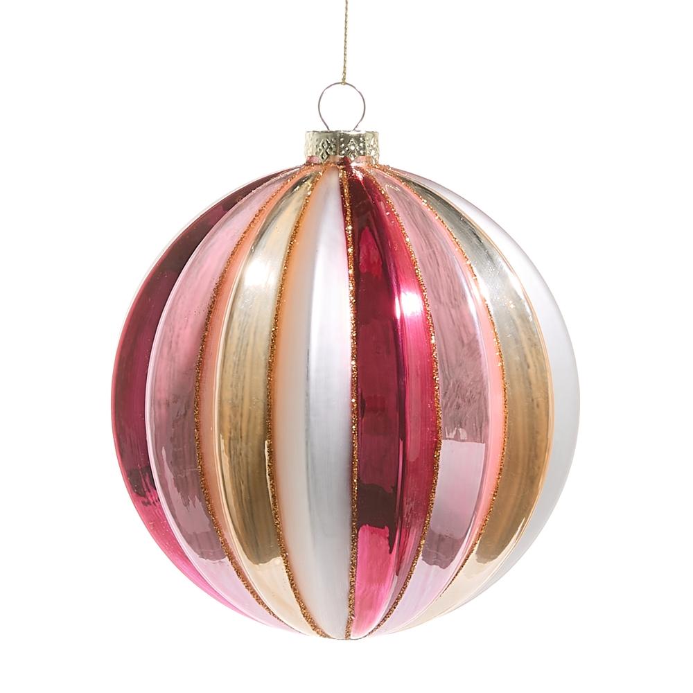 RAZ Imports 5" Shades of Pink Ribbed Ball Ornament