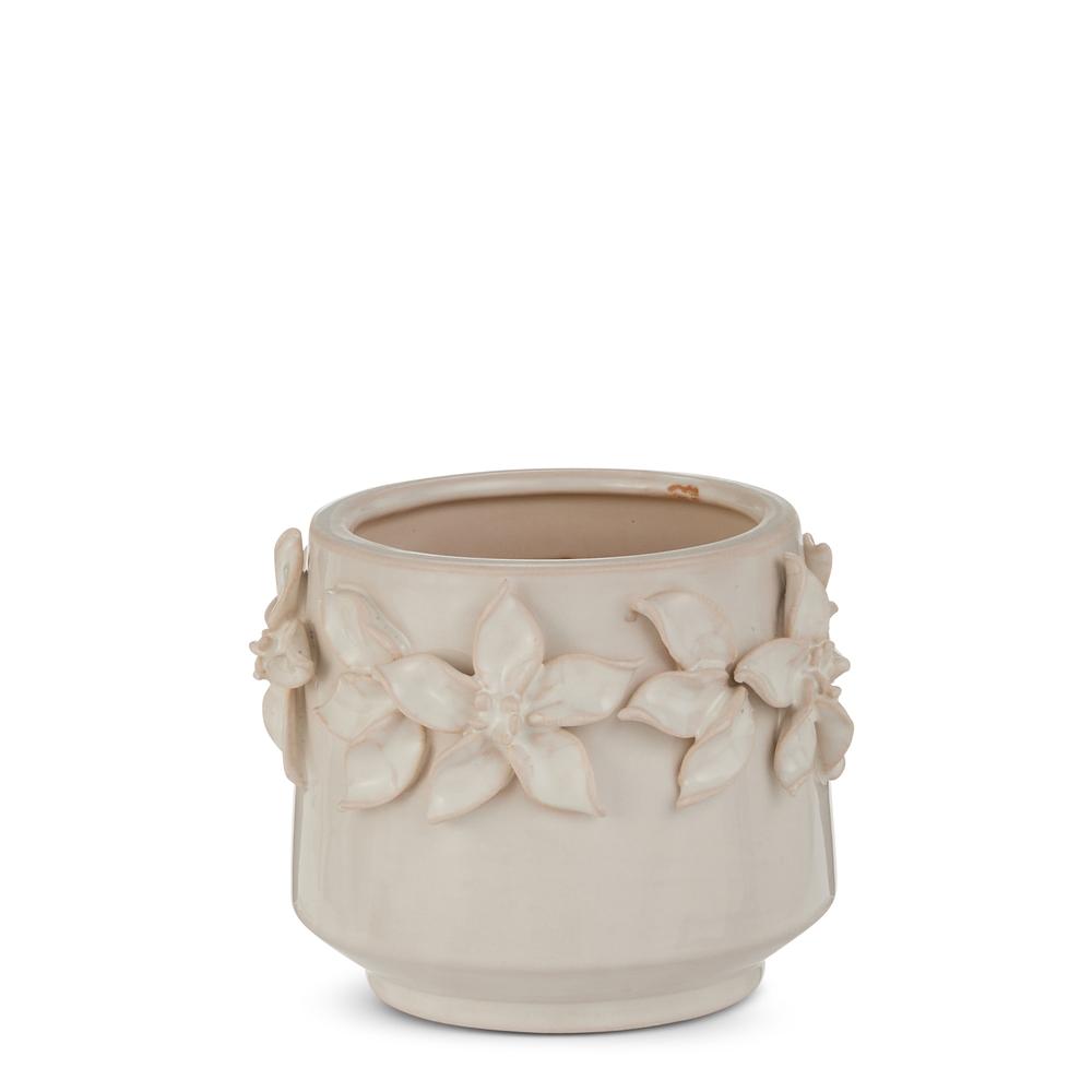 RAZ Imports 5" White Floral Planter